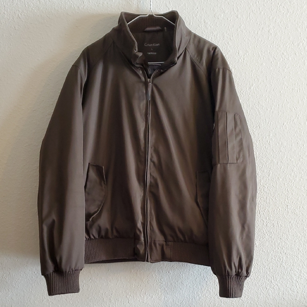 Men's Vintage Calvin Klein Brown Full Zip Bomber Jacket size Large